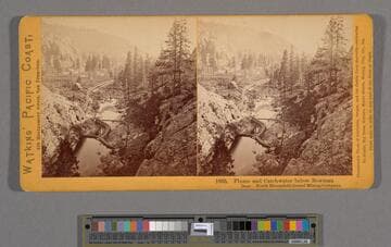 Flume and Catchwater below Bowman Dam. North Bloomfield Gravel Mining Company