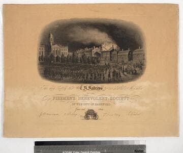 This may certify that C.A. Andrews was admitted a member  of the Firemen's Benevolent Society of the city of Hartford