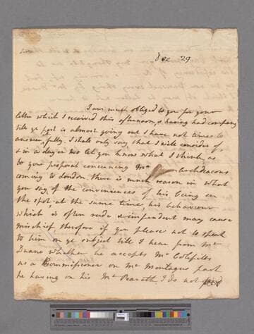 Montagu, Elizabeth (Robinson). Letter to John Wright