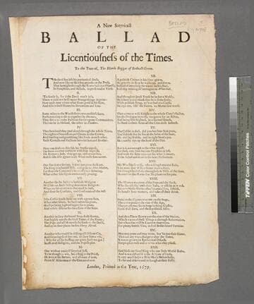 A new satyricall ballad of the licentiousness of the times. To the tune of, The blinde beggar of Bednall-Green