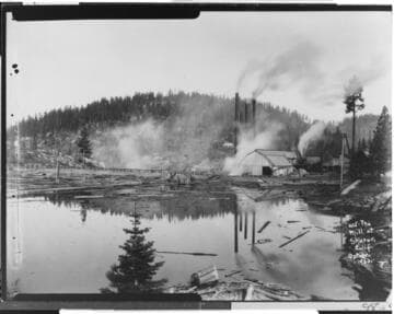 This view of the old lumber mill at Shaver Lake was taken in October 1920