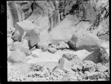 Big Creek - Mammoth Pool - View showing boulders in downstream toe of dam