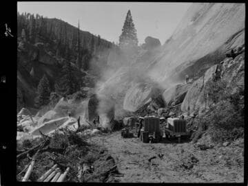 Big Creek - Mammoth Pool - Drilling of large boulders on west abutment of damsite