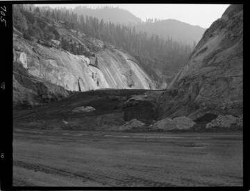 Big Creek - Mammoth Pool - General view of Dam fill from cofferdam