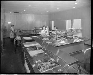 School cafeteria with food set