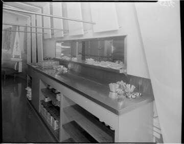 Counter with plates and utensils