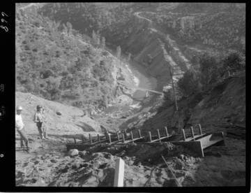Big Creek - Mammoth Pool - View from top of penstock looking at powerhouse excavation