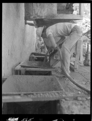 Big Creek - Mammoth Pool - Placement of concrete in bottom of cutoff trench