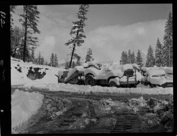 Big Creek - Mammoth Pool - DW-20's in shop area after snow