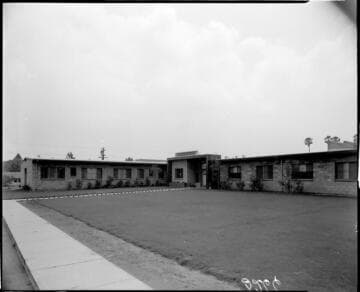 Grassy courtyard in front of Hospital