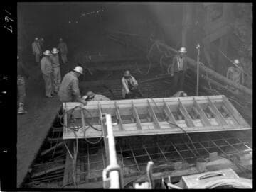 Big Creek - Mammoth Pool - Placement of concrete forms prior to pour at diversion tunnel entrance