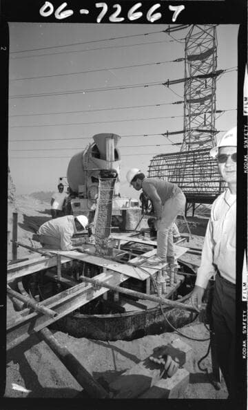 Constructing concrete footings for "aesthetic" high voltage transmission towers