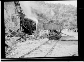 View of the construction site of the reservoir at Kaweah #3 Hydro Plant