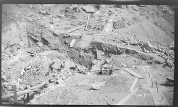 A construction crew excavating the foundation for Kaweah #3 Power House