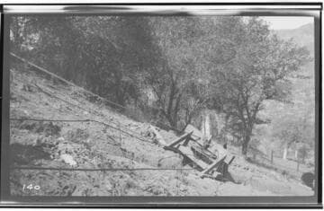 A sheave for the hoist line at the construction site of Kaweah #3 Hydro Plant