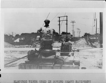 Electric winch used in moving heavy equipment