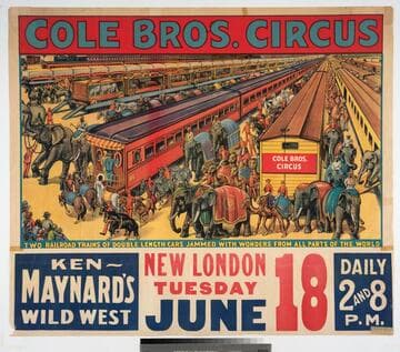 Cole Bros. Circus : two railroad trains of double length cars jammed with wonders from all parts of the world