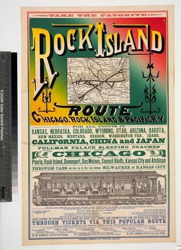 Take the favorite Rock Island route Chicago, Rock Island & Pacific R'y. : For all points in Kansas, Nebraska, Colorado