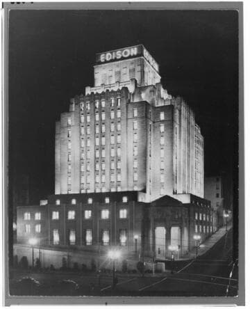 The Fifth and Grand General Office Building at night