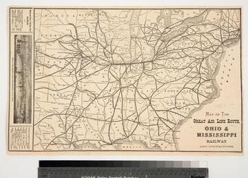 Map of the great air line route, Ohio & Mississippi Railway and connections