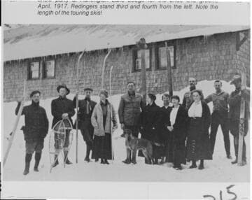 Snow party at Huntington Lake Lodge for the bride and groom