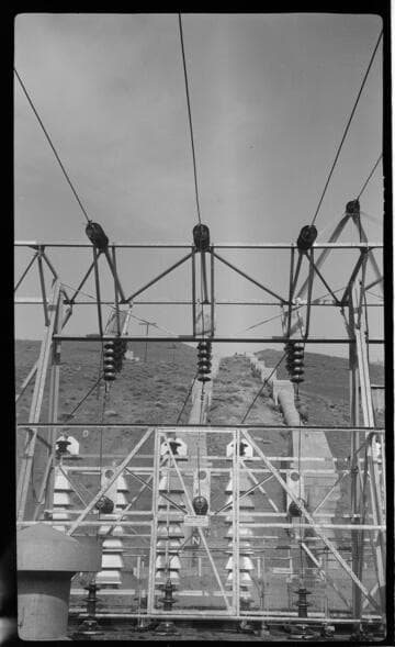 Take-away circuits on roof of Kern River No. 3 Powerhouse