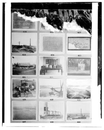 This is a multi-image negative that depicts construction of Long Beach Steam Plant, drawings, charts. Undamaged images included on the plate are copies of original negatives: 02 - 00418; 02