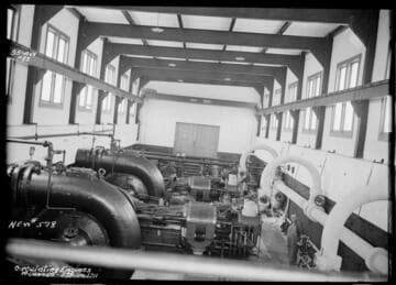 Circulating engines in Pump House for Redondo Beach Steam Plant