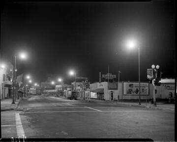 Street lighting on coast highway in Laguna Beach at night
