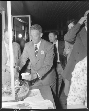 Dedication of new Big Creek Recreation Hall: Spenser getting punch