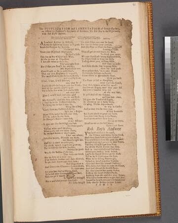 The supplication and lamentation of George Fachney, an officer in Caldwell's regiment of robbers, to Rob Roy in the Highlands, with Rob Roy's answer
