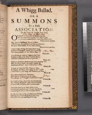 A Whigg ballad, or, A summons to a fresh association· To the tune of Tumble down Dick