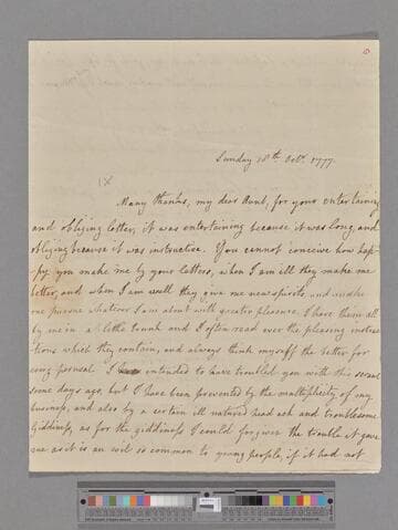 Montagu, Matthew, 4th Baron Rokeby. Letter to Elizabeth (Robinson) Montagu