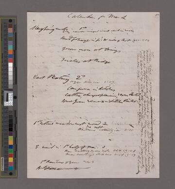 Calendar for March : index to the Journal, approximately 1860