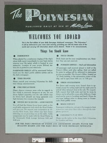 The Polynesian : published daily at sea by Matson Lines