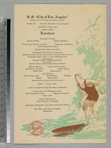 S.S. City of Los Angeles ... luncheon