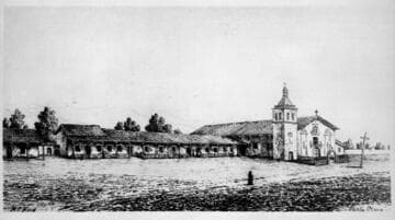 Mission Santa Clara etching, by Henry C. Ford