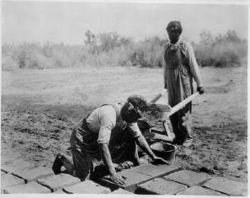 Adobe brick makers at work
