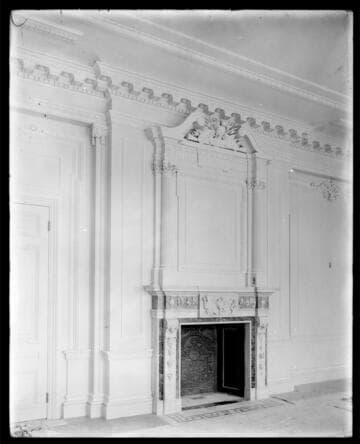 Dining room in the Huntington residence during construction, circa 1910