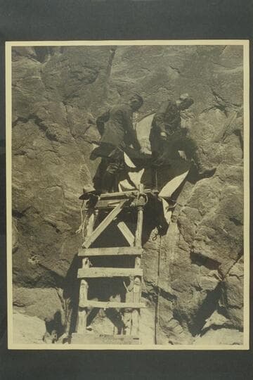 The partially draped plaque at Rainbow Bridge