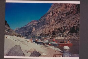 Mooring at camp above The Anvil, Mile 178; approximately 36,000 cfs