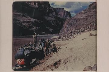 The Hatch boloney boat repaired and ready for testing after its partial destruction at Bedrock Rapid.  At camp below Bedrock Rapid