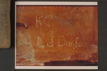 Inscriptions near top of trail to Spanish Bottom