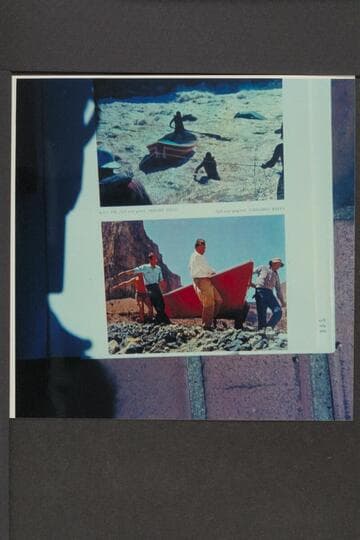 Lining and portage at Vulcan Rap8id.  Lining by Clyde Thomas (Martin Litton).  Portage by Clyde Childress