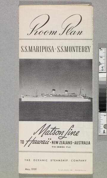 Room plan : S. S. Mariposa - S. S. Monterey