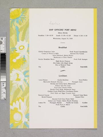 Ship officers' port menu