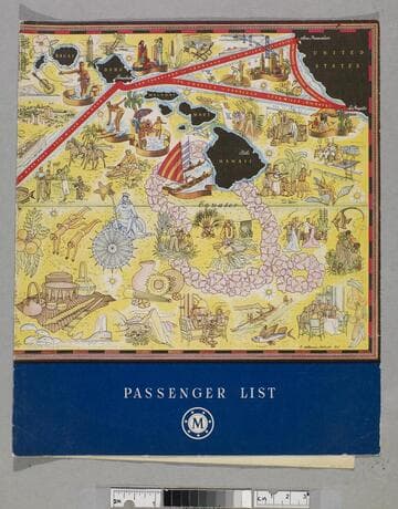 S. S. Lurline first class souvenir passenger list