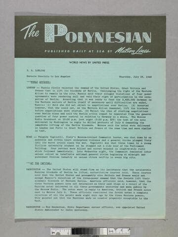 The Polynesian : published daily at sea by Matson Lines
