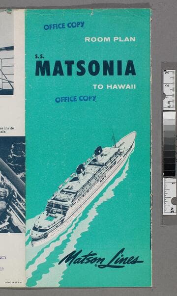 Room plan S. S. Matsonia to Hawaii
