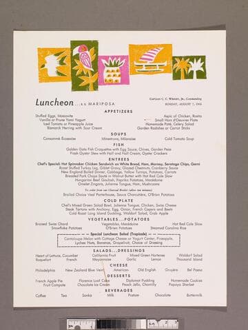 Luncheon ... S. S. Mariposa menu